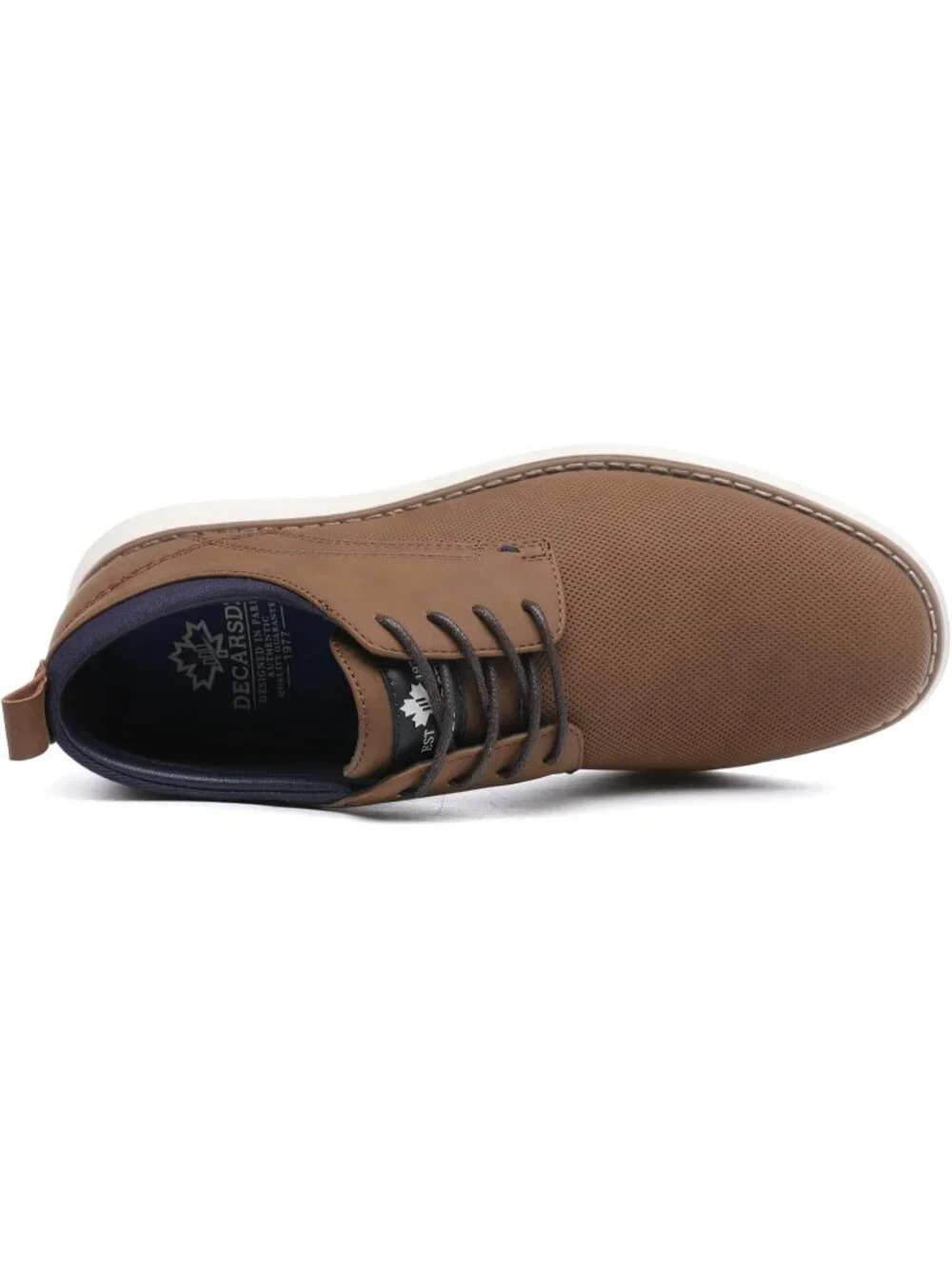 Men's Brown Pin-dot Kitten Heel Perforated Lace-up Business Dress Oxford Shoes